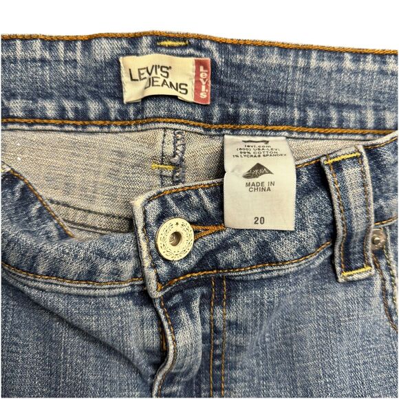 Levis Denim Skirt Womens 20 Blue Distressed Raw Hem Stretch Jean Grunge Y2K - Picture 5 of 7